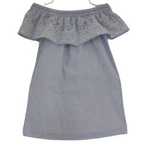 LOFT Petite, vintage dress with white and blue stripes, cotton, for women, XXSP